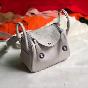 リンディ展示｜エルメスミニリンディ19CMCK80パールグレーTCレザーシルバーバックル
