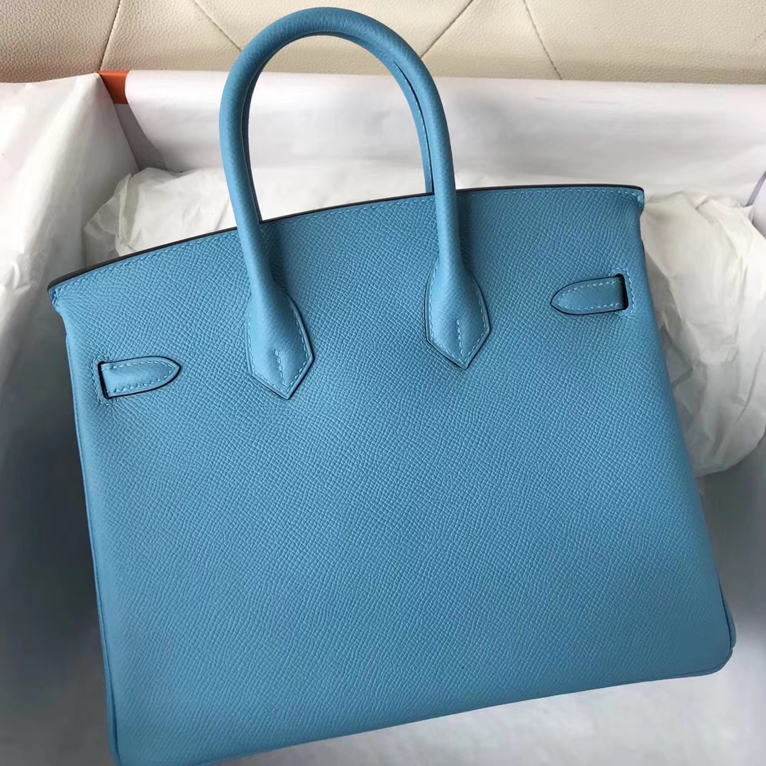 エルメスバッグ公式サイトエルメス2019ニューカラーP3ノーザンブルーエプソムレザープラチナバッグBirkin25CMシルバーバックル