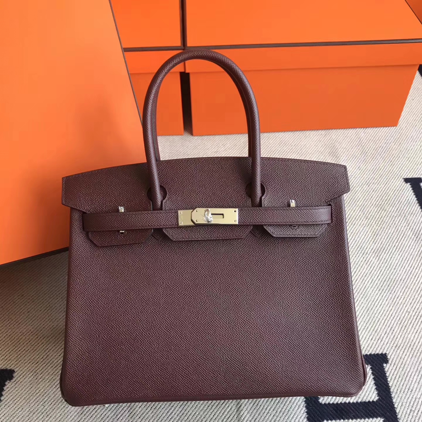 エルメスレディースバッグ価格エルメスCK57ボルドーワインレッドエプソムレザーBirkin30プラチナバッグシルバーバックル