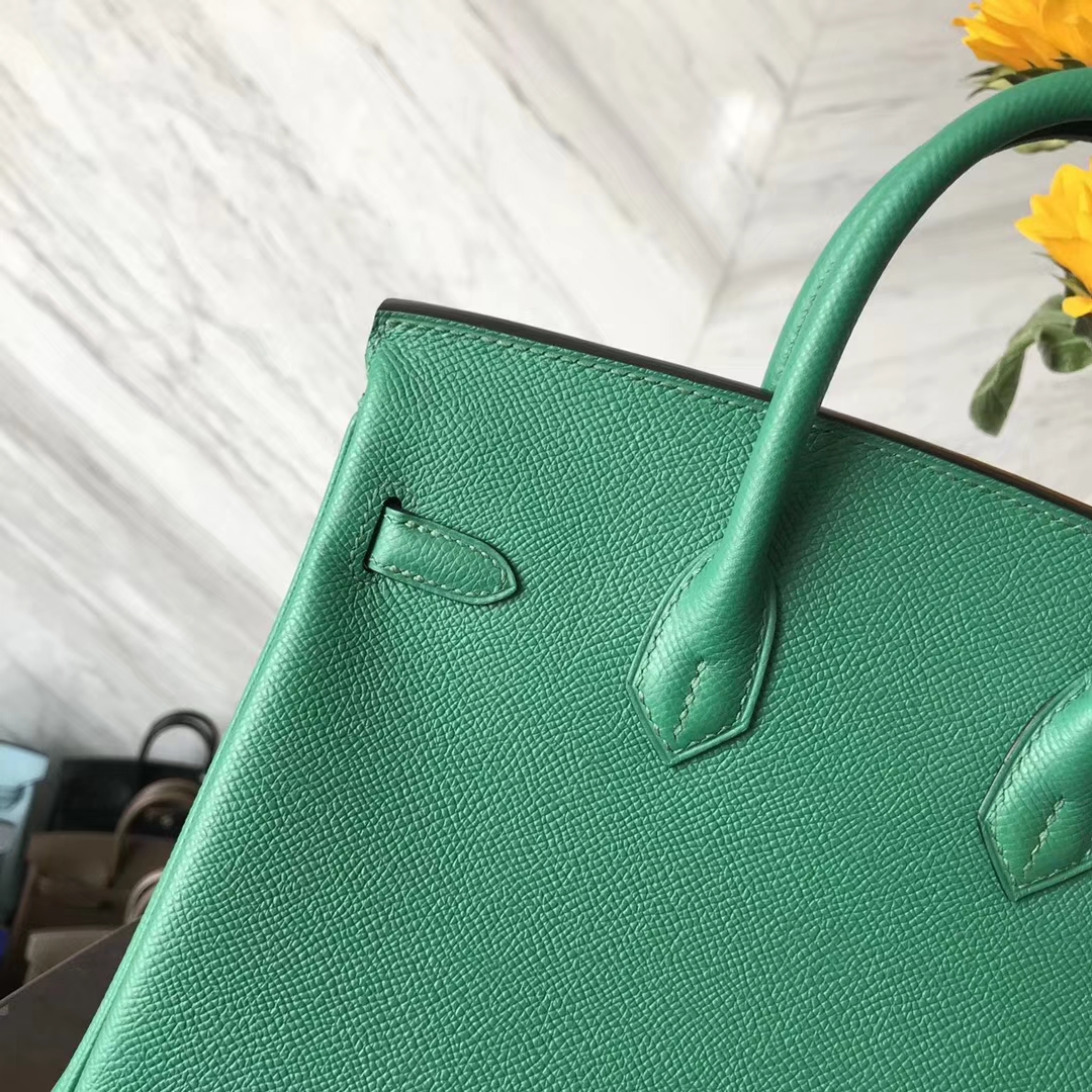 エルメスバーキンレディースバッグエルメスオリジナルパームグレイン牛革プラチナバッグBirkin25CMシルバーバックル