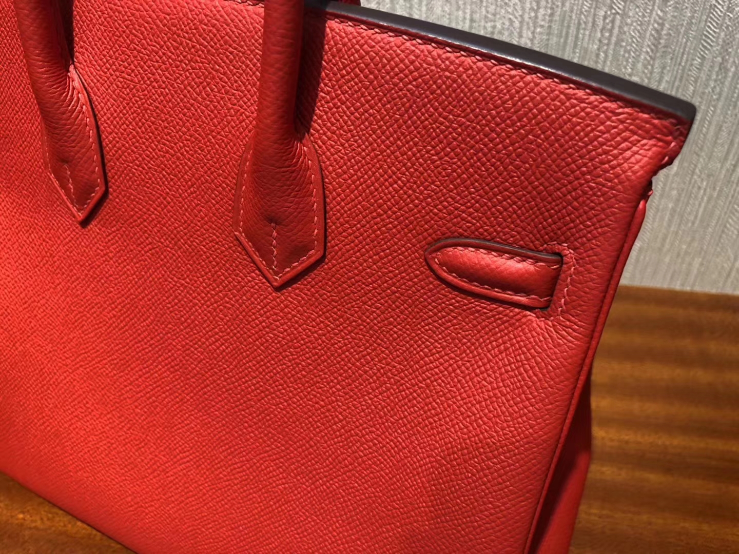 スポットエルメスプラチナバッグエルメス2019最新カラーS3ハートレッドエプソムレザーBirkin25CMゴールドバックル