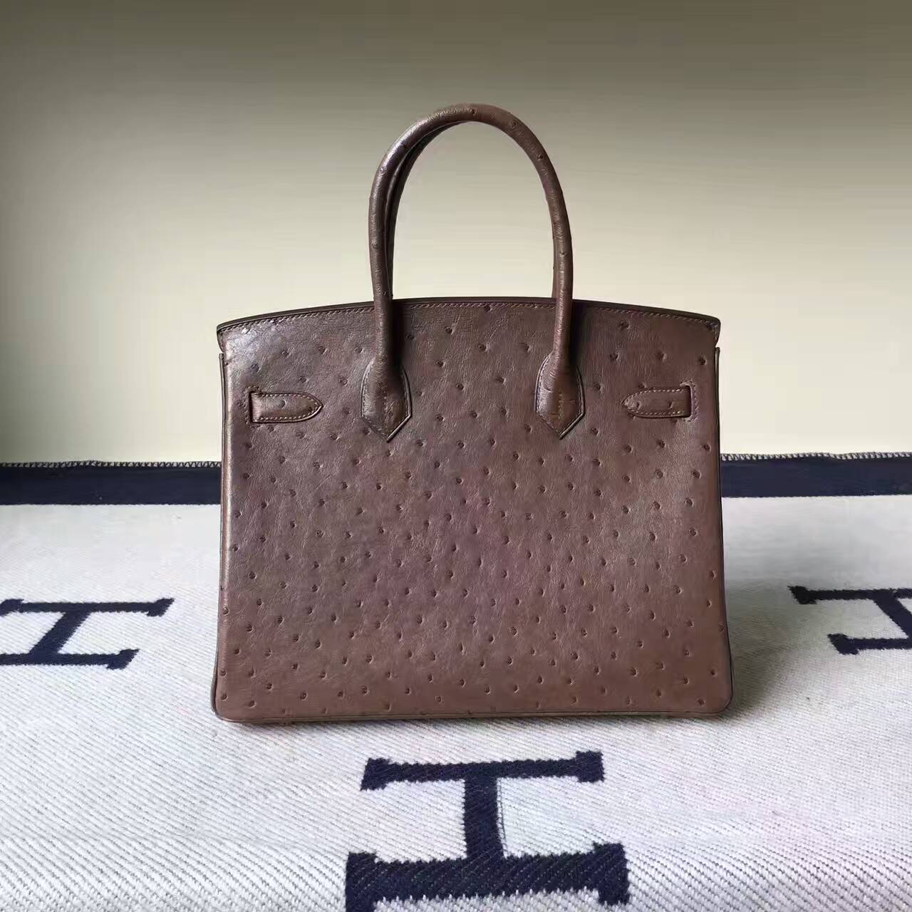 エルメスエルメスバッグ公式サイトタバコカラー輸入KKダチョウレザーBirkin30プラチナバッグ