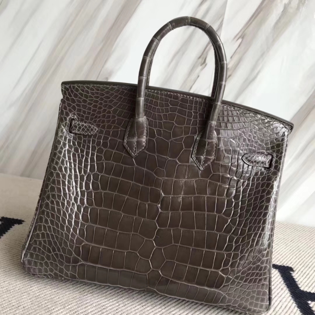 エルメスバッグ公式サイトエルメス88グラファイトグレーシャイニークロコダイルレザーBirkin25プラチナバックル