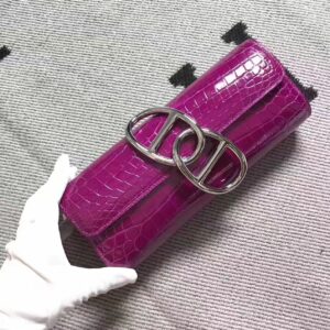 財布・小物展示|エルメスフクシアシャイニークロコダイルレザーエジーピッグノーズクラッチレディースイブニングバッグ