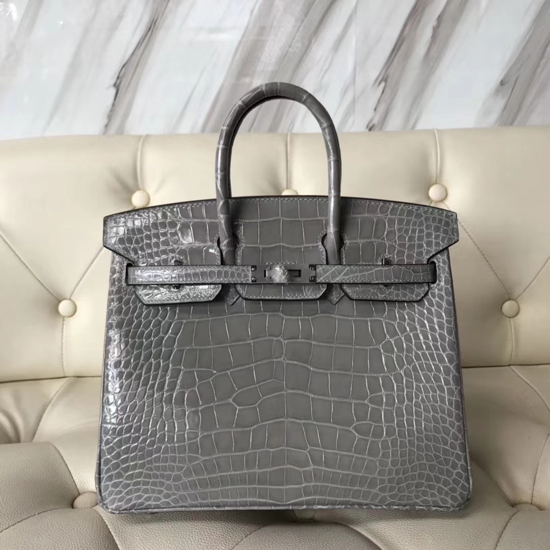 エルメスバッグ公式サイトエルメスBirkin25CM輸入トップシャイニークロコダイルレザープラチナバッグM8パリグレーシルバーバックル