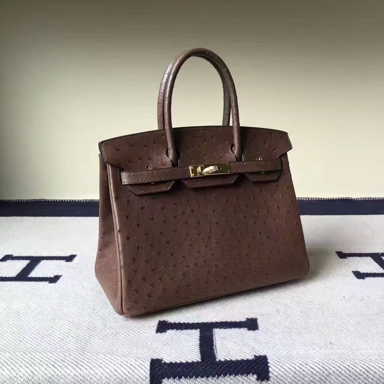 エルメスエルメスバッグ公式サイトタバコカラー輸入KKダチョウレザーBirkin30プラチナバッグ