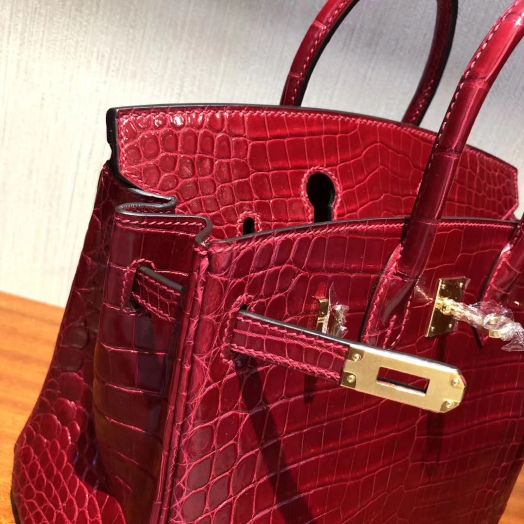 エルメスバッグはいくらですか？エルメスシャイニークロコダイルレザープラチナバッグBirkin25CMゴールドバックル