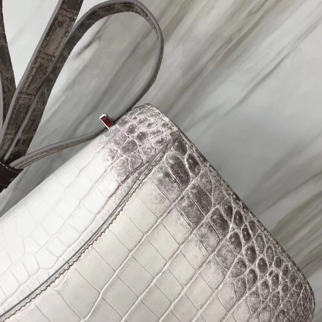 エルメススチュワーデスバッグサイズエルメスコンスタンス18CMヒマラヤクロコダイルレザーレディースバッグシルバーバックル