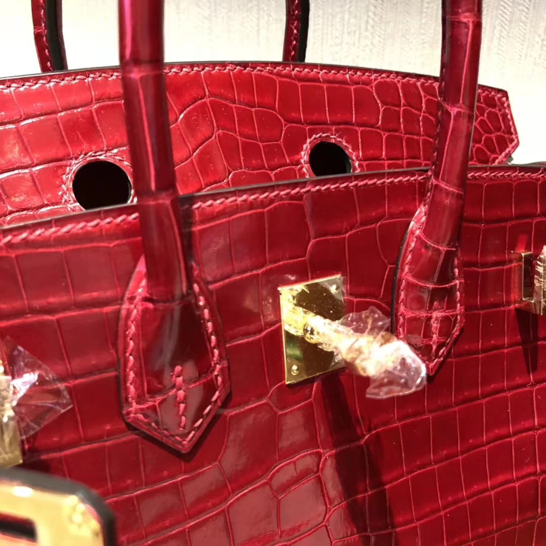 エルメスバッグはいくらですか？エルメスシャイニークロコダイルレザープラチナバッグBirkin25CMゴールドバックル